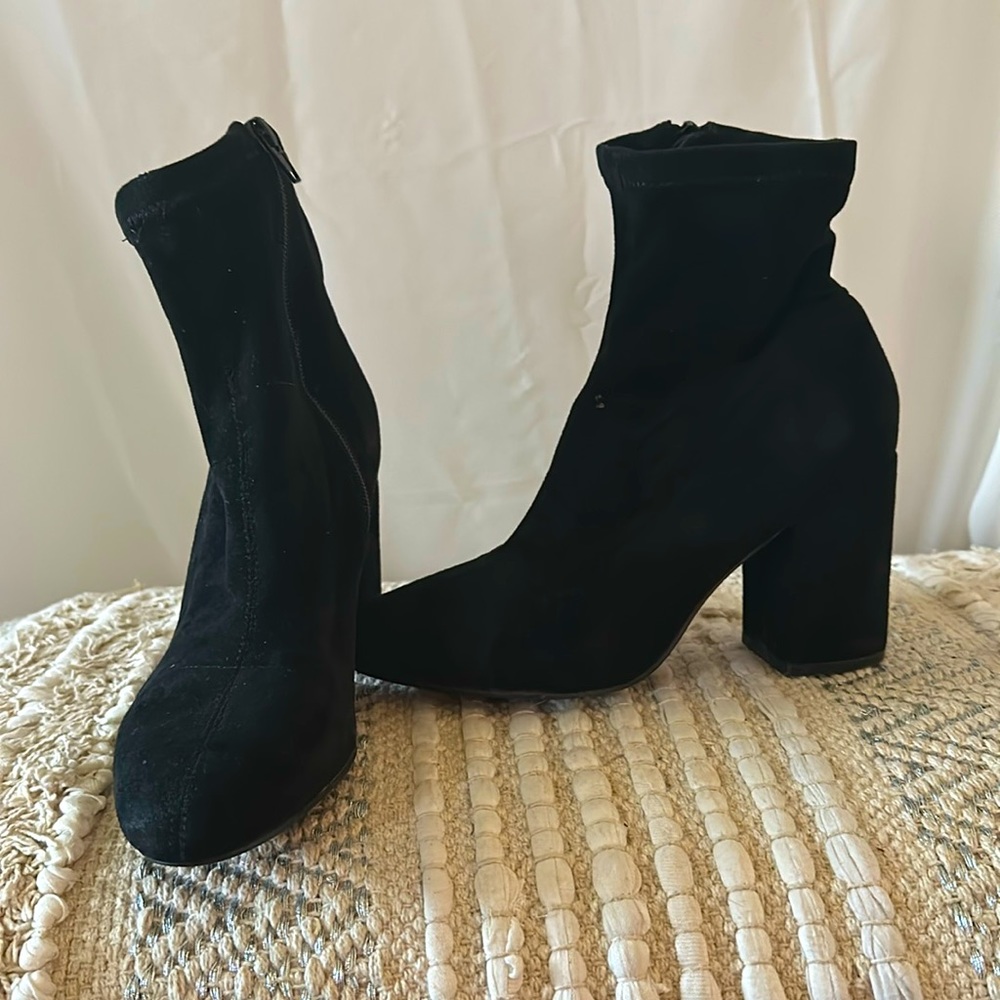 Black suede sock booties
